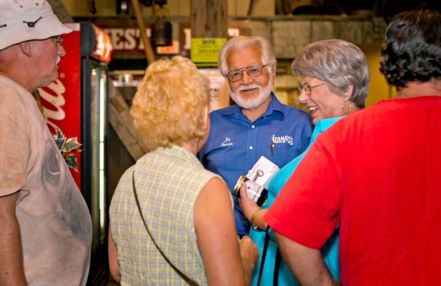 Customers love interacting with the famous Jay Lehman, wearing his uniform shirt and a pair of jeans, in the store on a busy Satuday. 