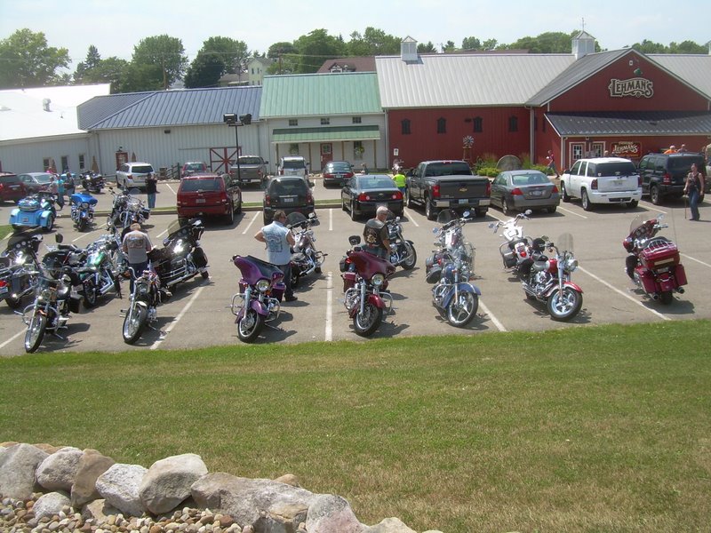 Harley motorcycle tour group visiting Lehman's in Kidron, Ohio