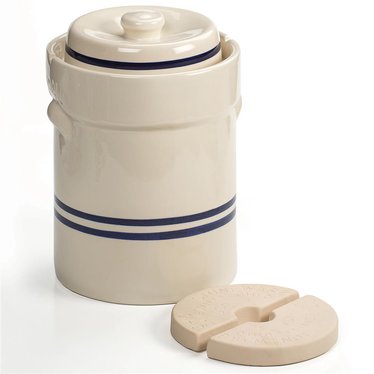 Striped European-Style Fermenting Crock - 3 Gallon