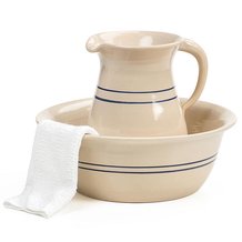 Heritage Blue Stripe Wash Basin & Pitcher Set