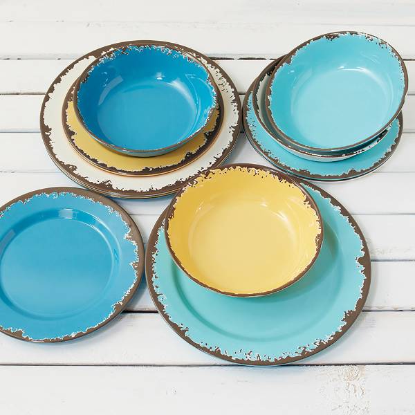 Rustic Melamine Dinnerware - Set of 12