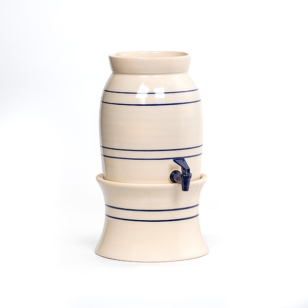 Heritage Blue Stripe Stoneware Water Cooler and Vinegar Crock