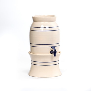 Heritage Blue Stripe Stoneware Water Cooler and Vinegar Crock