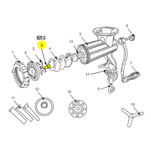 Schematic - Auger Stud for # 10 Stainless Steel Hand Grinder # 821