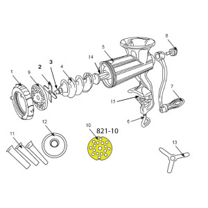 Schematic - Coarse Grinder Plate for # 10 SS Hand Grinder