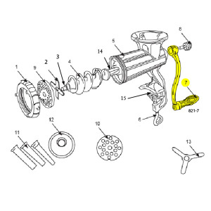 Schematic - Handle for # 10 Stainless Steel Hand Grinder # 821