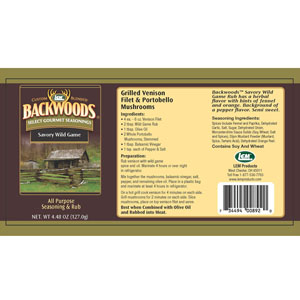 Backwoods Savory Wild Game Rub Label