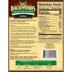 Backwoods Reduced Sodium Summer Sausage Cured Sausage Seasoning