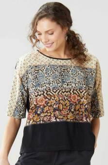 Kandla Dolman Top - Black/Multi