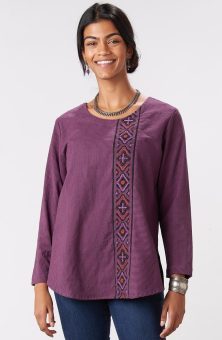 Divya Long-Sleeve Popover Top - Wood violet