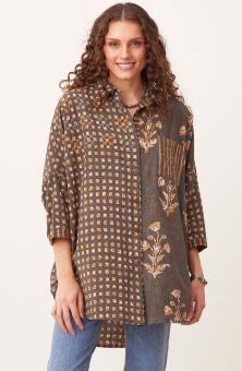 Mandvi Buttondown Oversized Shirt - Lead/Multi