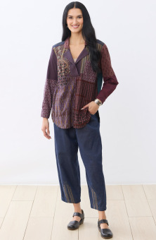 Recycled Yarn Kalpa Barrel-Leg Pant - Dark denim