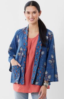 Manauli 3/4-Sleeve Swing Jacket - Indigo/Madder