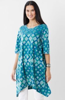 Daneen Cotton Jersey Handkerchief Hem Tunic - Algae