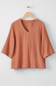 Kochi V-neck Top - Copper rose