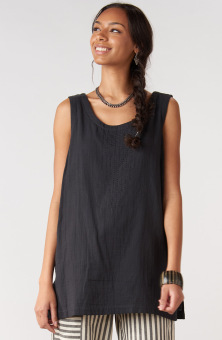 Sanju Double Gauze Long Tank - Black