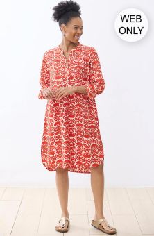 Parineet Long-Sleeve Shirt/Dress - Vermilion