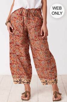 Dhulia Drawstring Lantern-Leg Pant - Red/Multi