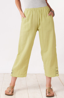 Kesari Cotton Double Gauze Crop Pant - Kiwi