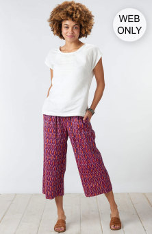 Naroda Ikat Pull-On Crop Culottes - Wood violet/Multi