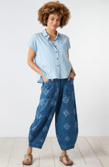 Dhulia Drawstring Lantern-Leg Pant - Dark bluebird