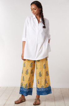 Sangli Wide-Leg Pant - Saffron/Bluebird