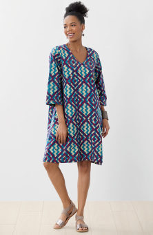 Short Zarine V-Neck Dress - Deep sea/Multi