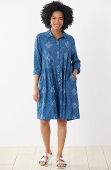 Rajni Drop Waist Shirtdress - Dark bluebird