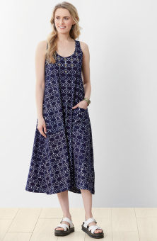 Supriya Jersey A-line Midi Tank Dress - Navy