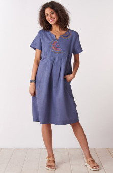 Nalika Short-Sleeve Notch-Neck Dress - Periwinkle