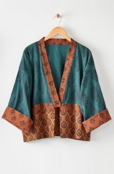 Sikkim Unstructured Boxy Jacket - Dusty teal/Spice