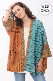 Sunita Oversized Cotton-Silk Jacket - Honey/Multi