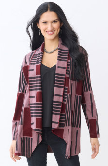 Sakshi Knit Draped Collar Jacket - Iced plum/Multi