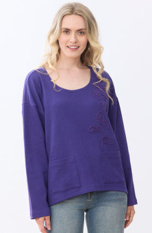 Madhia Oversized Knit Long-Sleeve Tee - Mystic purple 