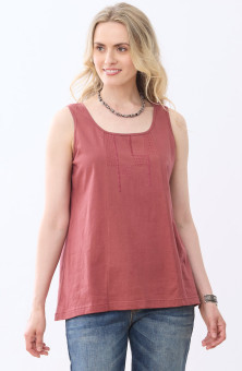 Kripa Cotton Jersey A-line Tank - Sumac