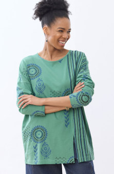 Farida Organic Cotton Jersey Oversized Tee - Rainforest green