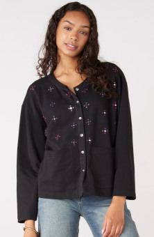 Ruma Organic French Terry Boxy Cardigan - Black