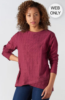 Sherna Textured Knit Long-Sleeve Tee - Wineberry