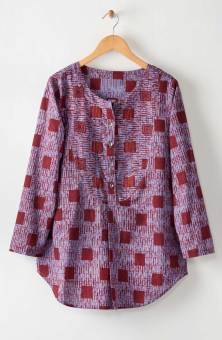 Misha Block Print Long-Sleeve Tunic - Light periwinkle/Multi