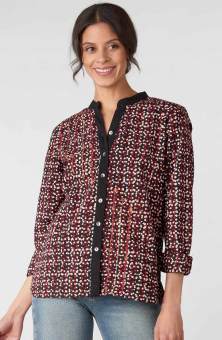 Tohana Band Collar Buttondown Shirt - Black/Multi