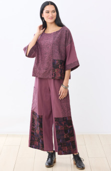 Suniti Cotton Twill Wide-Leg Pant - Sedona plum/Chindi