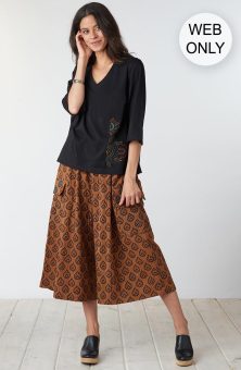 Ramya Pull-On Split Skirt - Honey