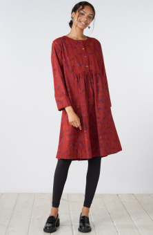 Short Vasanti Organic Cotton Dress - Sunset red/Multi