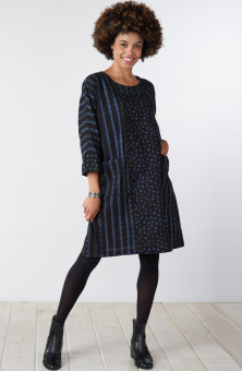 Patna Mixed Print Tunic Dress - Marine/Black