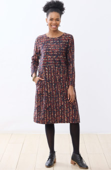 Sanjana Cotton Jersey Knee-Length Dress - Black/Multi