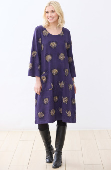 Warina Scoop-Neck Knit A-line Dress - Mystic purple/Black