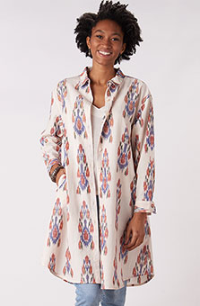 Rima Oversized Buttondown Long Shirt - Natural/Multi