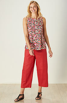 Kesari Pull-On Cargo Crop Pant - Sunset red