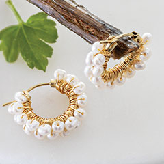 Product Image of Pearl & Gold Huggie Earrings