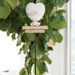 Travertine Heart Garden Stake